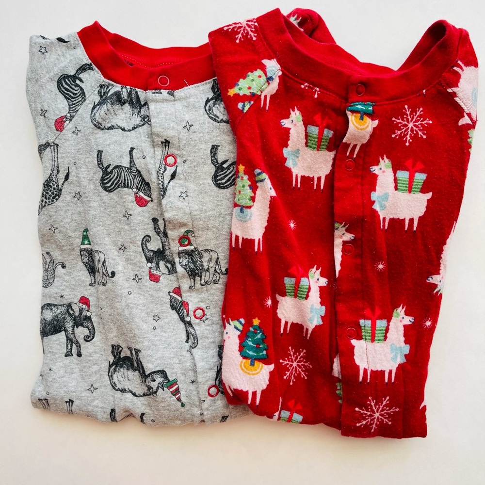 2 Christmas PJ’s, 3-6 months